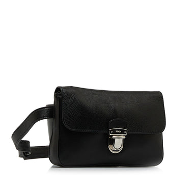 Black Prada Leather Belt Bag - Designer Revival