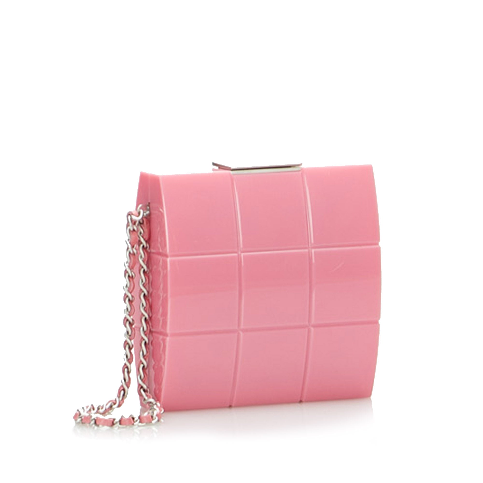 Pink Chanel Lucite Minaudiere Perspex Clutch Bag