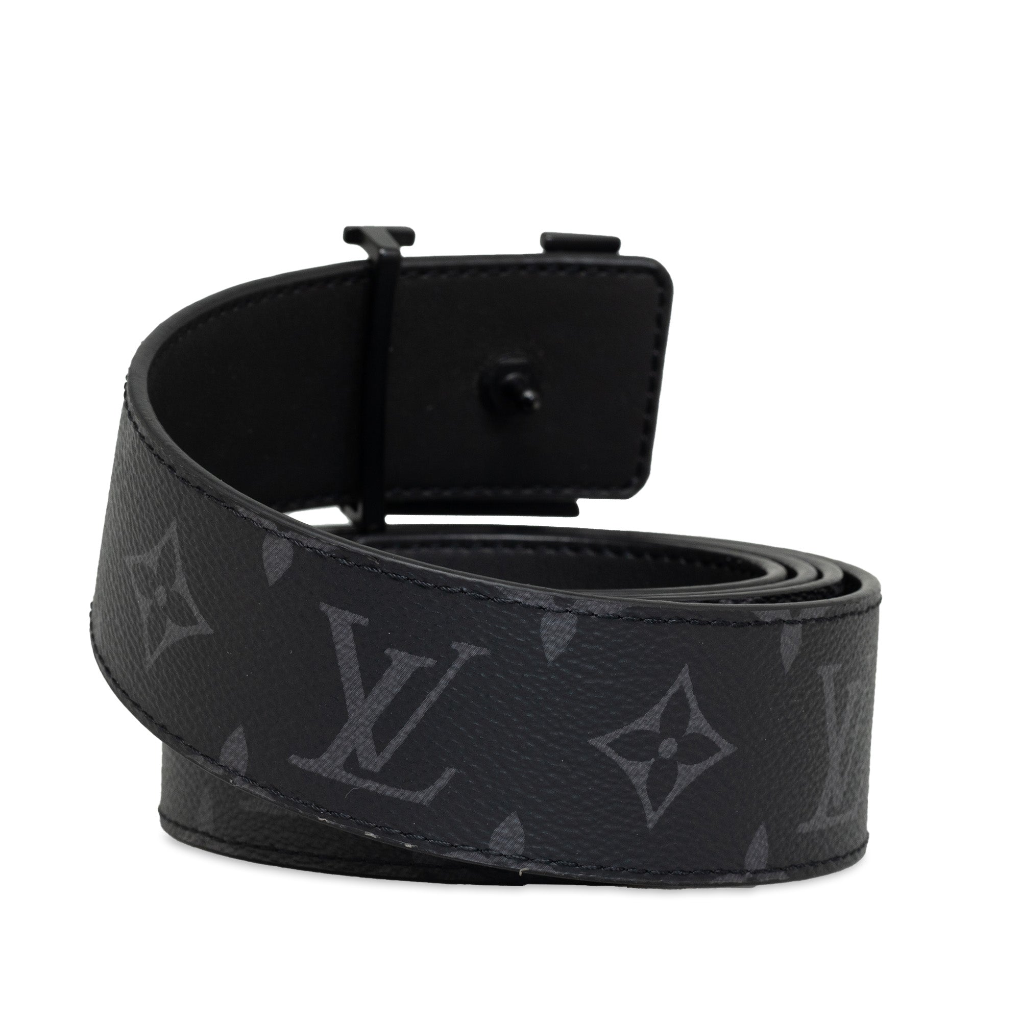 Black Louis Vuitton Monogram Eclipse LV Initiales Reversible Belt - Atelier-lumieresShops Revival