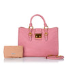 Pink Miu Miu Madras Satchel Bag
