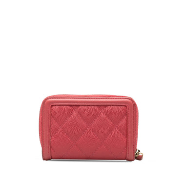Pink Chanel CC Caviar Filigree Zip Around Small Wallet - Designer Revival