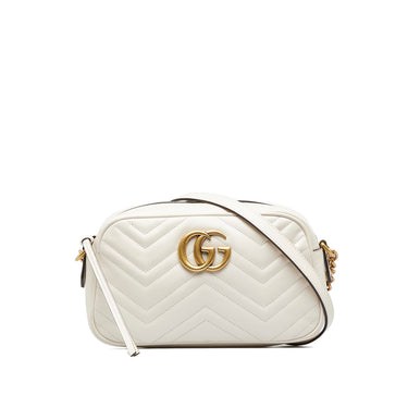 White Gucci Small GG Marmont Matelasse Crossbody - Designer Revival