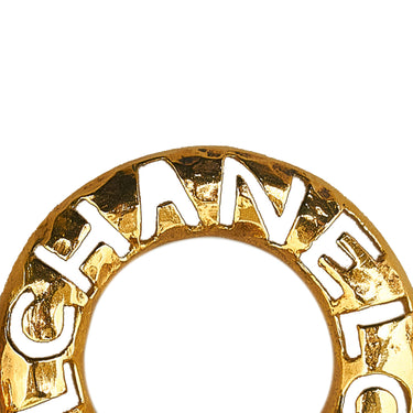 Gold Chanel Vintage Cut-Out Logo Ring Drop Clip-On Earrings - Designer Revival