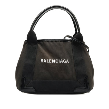 Black Balenciaga Canvas Navy Cabas XS Satchel - Designer Revival