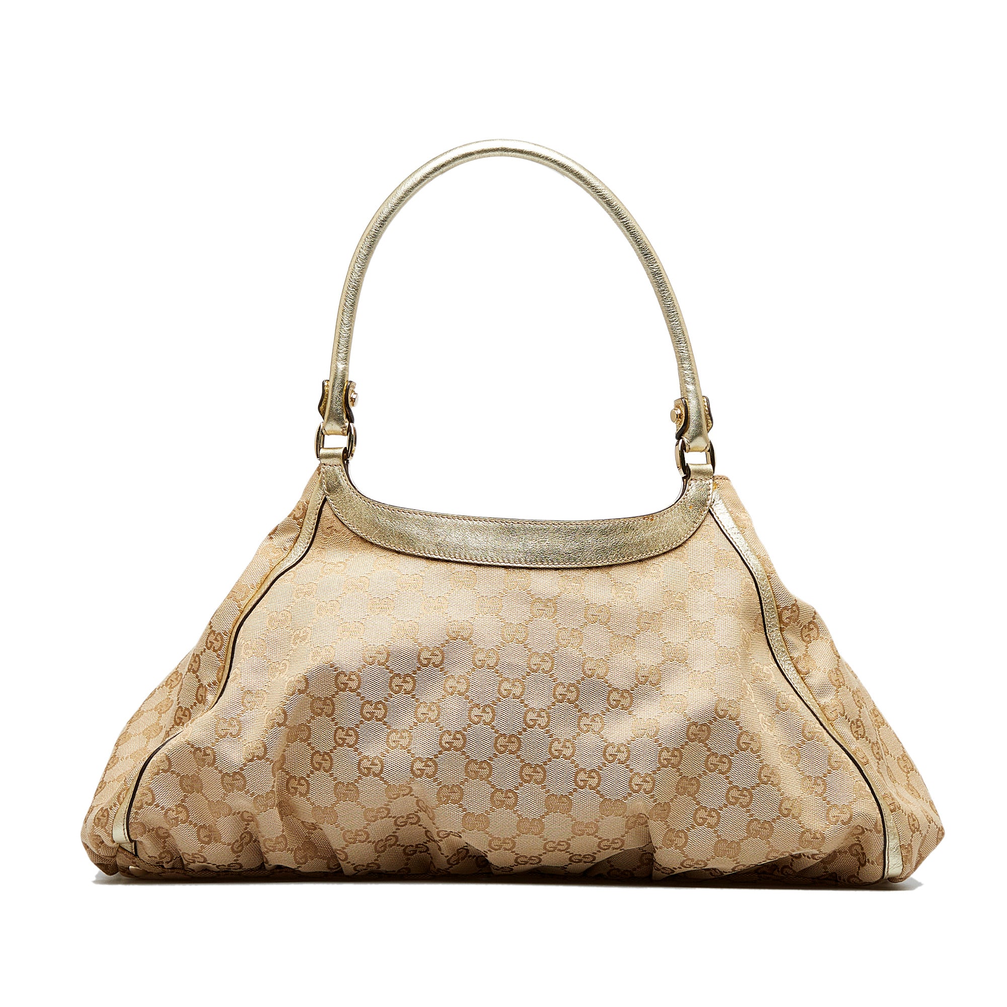 Gucci Beige GG Canvas Gold D Ring Hobo Bag Gucci