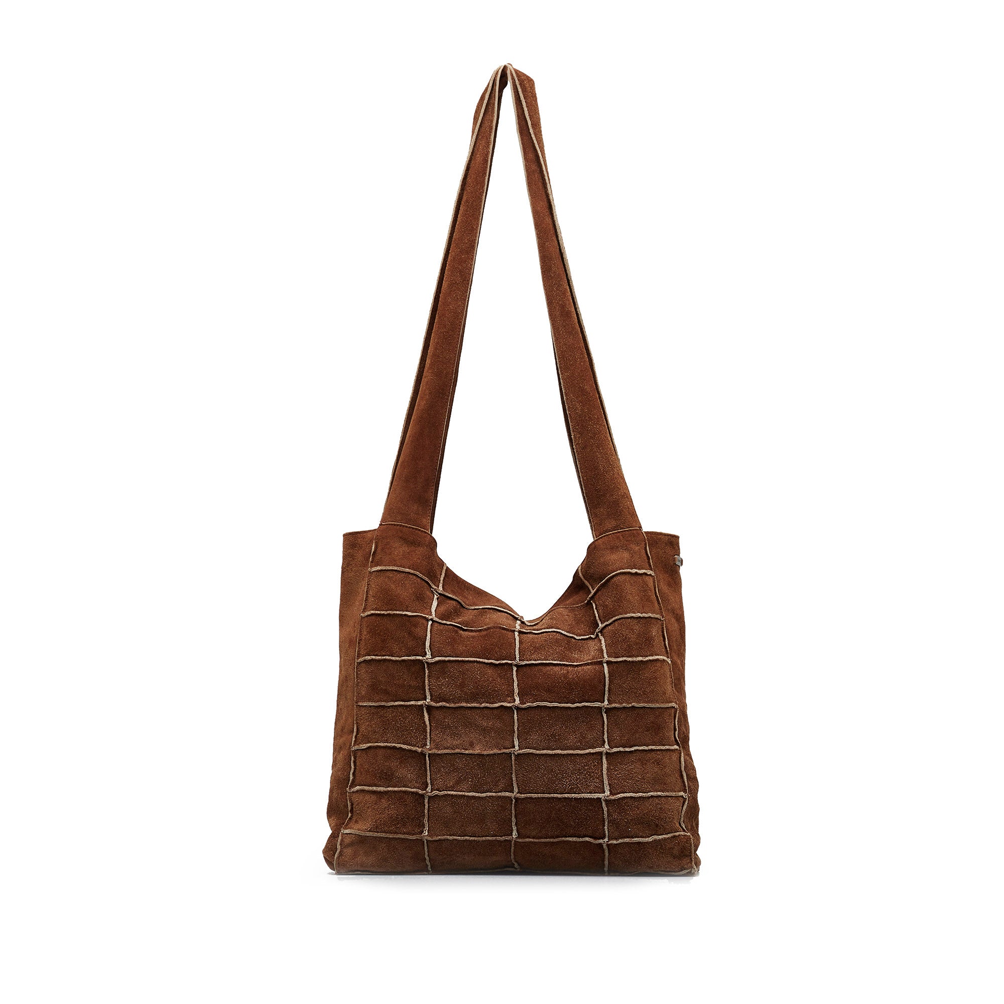 Brown Chanel Suede Patchwork Shoulder Bag