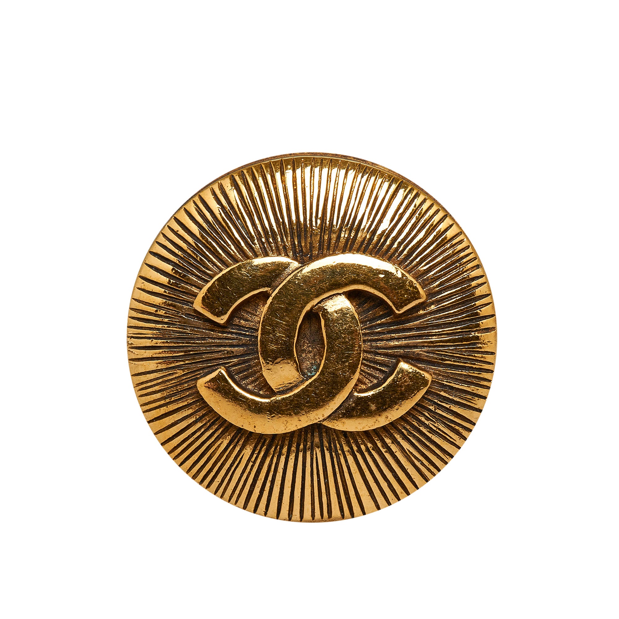 Buy Pre-owned & Brand new Luxury Chanel CC Logo Pin Crystal Gold Brooch  Online