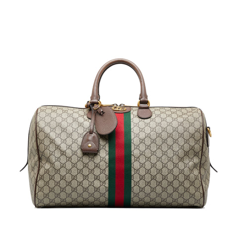 Gucci Large GG Supreme Canvas Duffle Bag - Brown