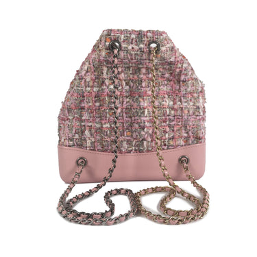 Pink Chanel Tweed Gabrielle Drawstring Backpack - Designer Revival