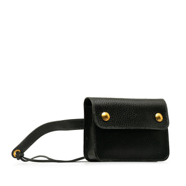 Black Hermes Courchevel Pochette Green Waist Bag - Designer Revival