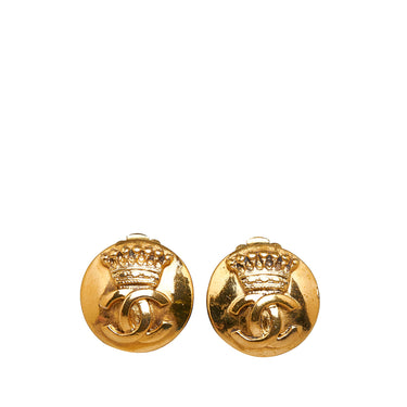 Gold Chanel CC Clip-on Earrings - Designer Revival