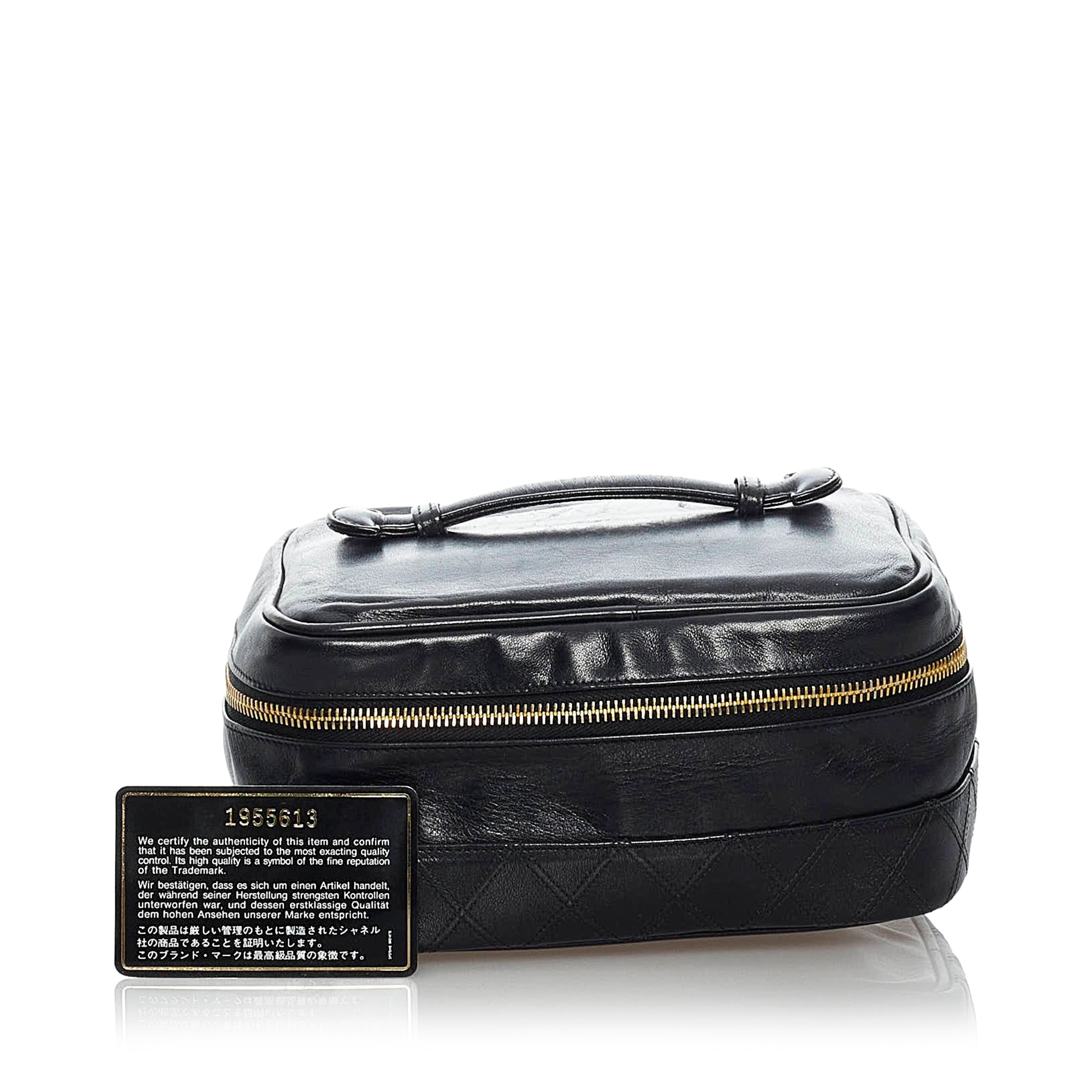 Black Chanel Matelasse Lambskin Leather Vanity Bag – Designer Revival