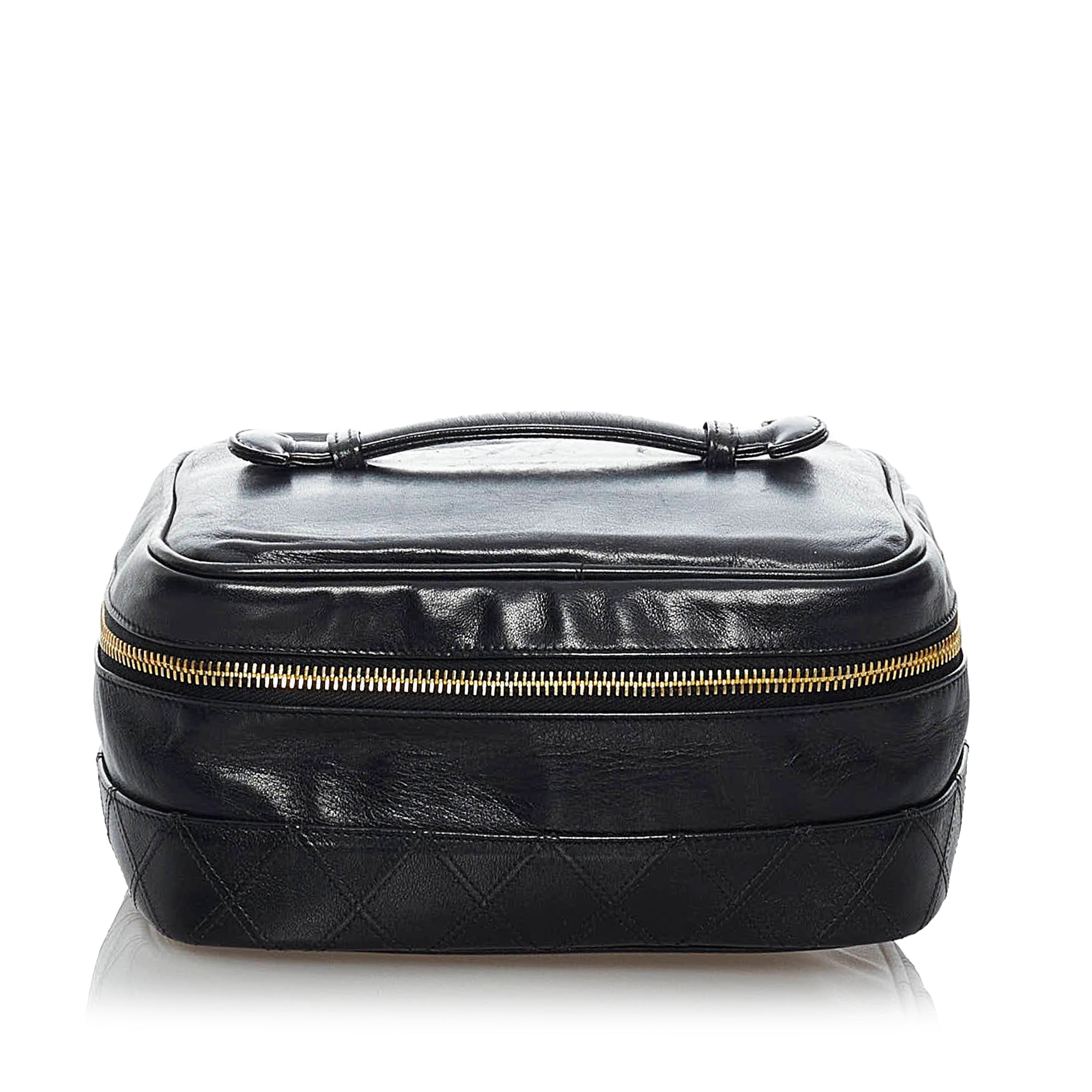 Chanel Vintage 1990's Black Quilted Patent Vanity Shoulder Bag