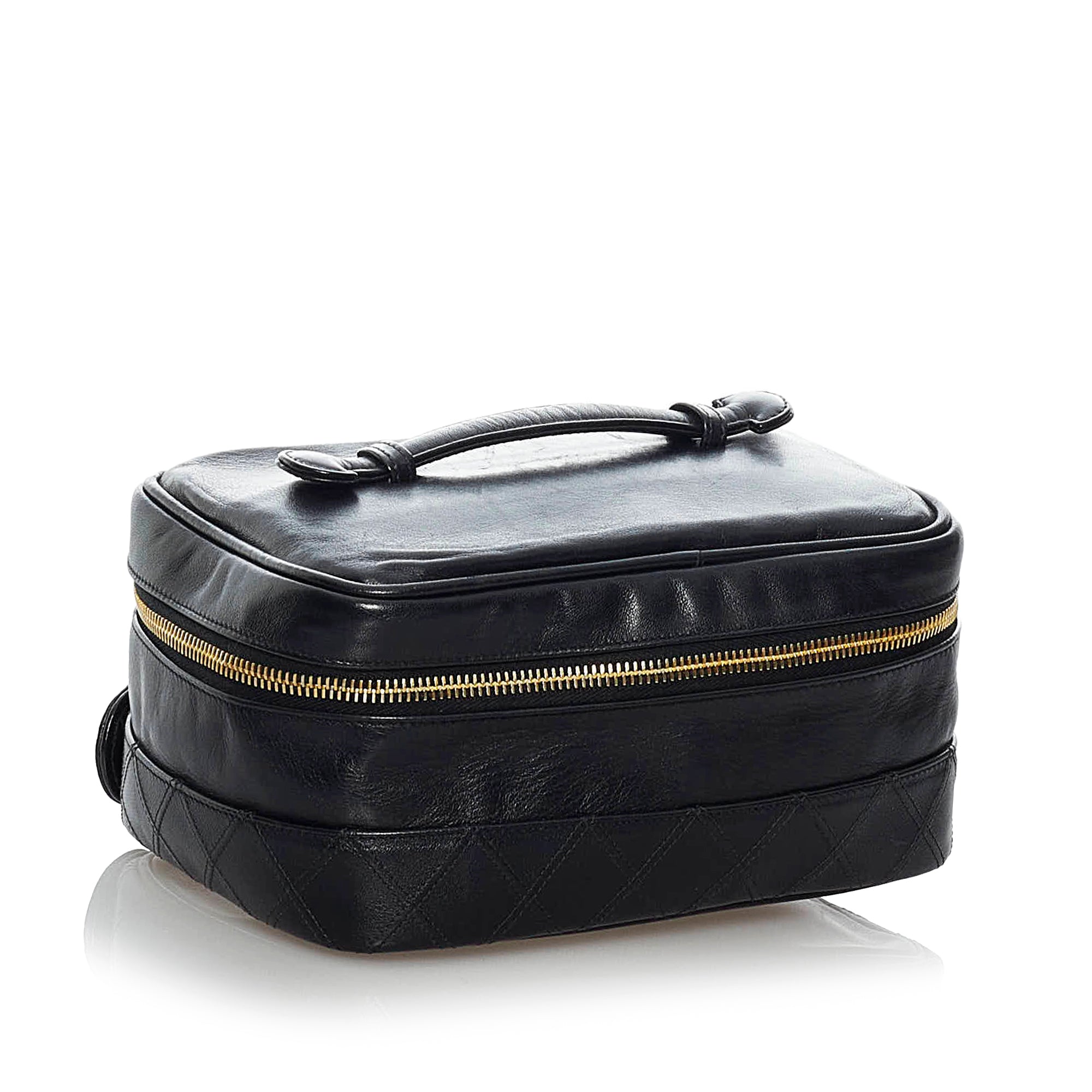 CHANEL Lambskin Quilted Trendy Vanity Case Black 696935