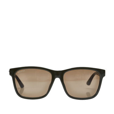 Brown Gucci Web Accent Square Tinted Sunglasses - Designer Revival