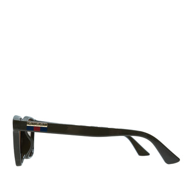Brown Gucci Web Accent Square Tinted Sunglasses - Designer Revival