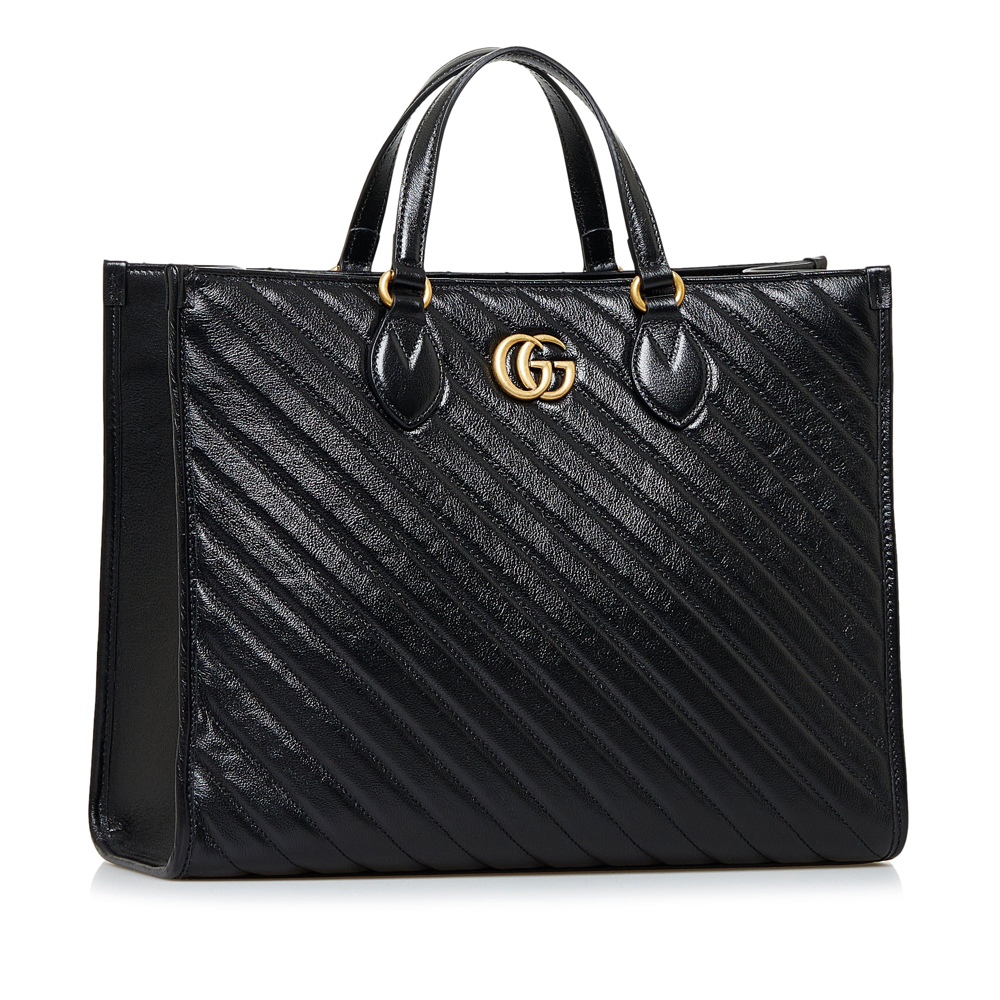 Gucci - Authenticated GG Marmont Handbag - Leather Black Plain for Women, Good Condition