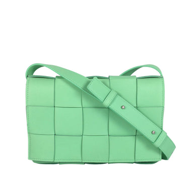 Green Bottega Veneta Leather Intrecciato Cassette Crossbody Bag - Designer Revival