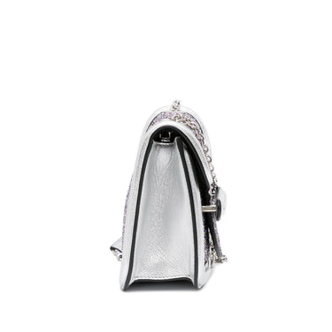 Silver Alexander McQueen Mini Metallic Glitter Heroine Crossbody - Designer Revival