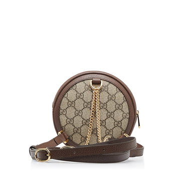 Brown Gucci Mini GG Supreme Round Ophidia Backpack - Designer Revival