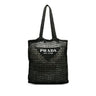 Black Prada Crochet Raffia Logo Tote - Designer Revival