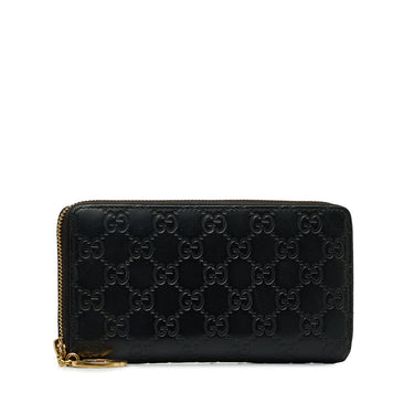 Black Gucci Guccissima Leather Zip Around Wallet - Designer Revival