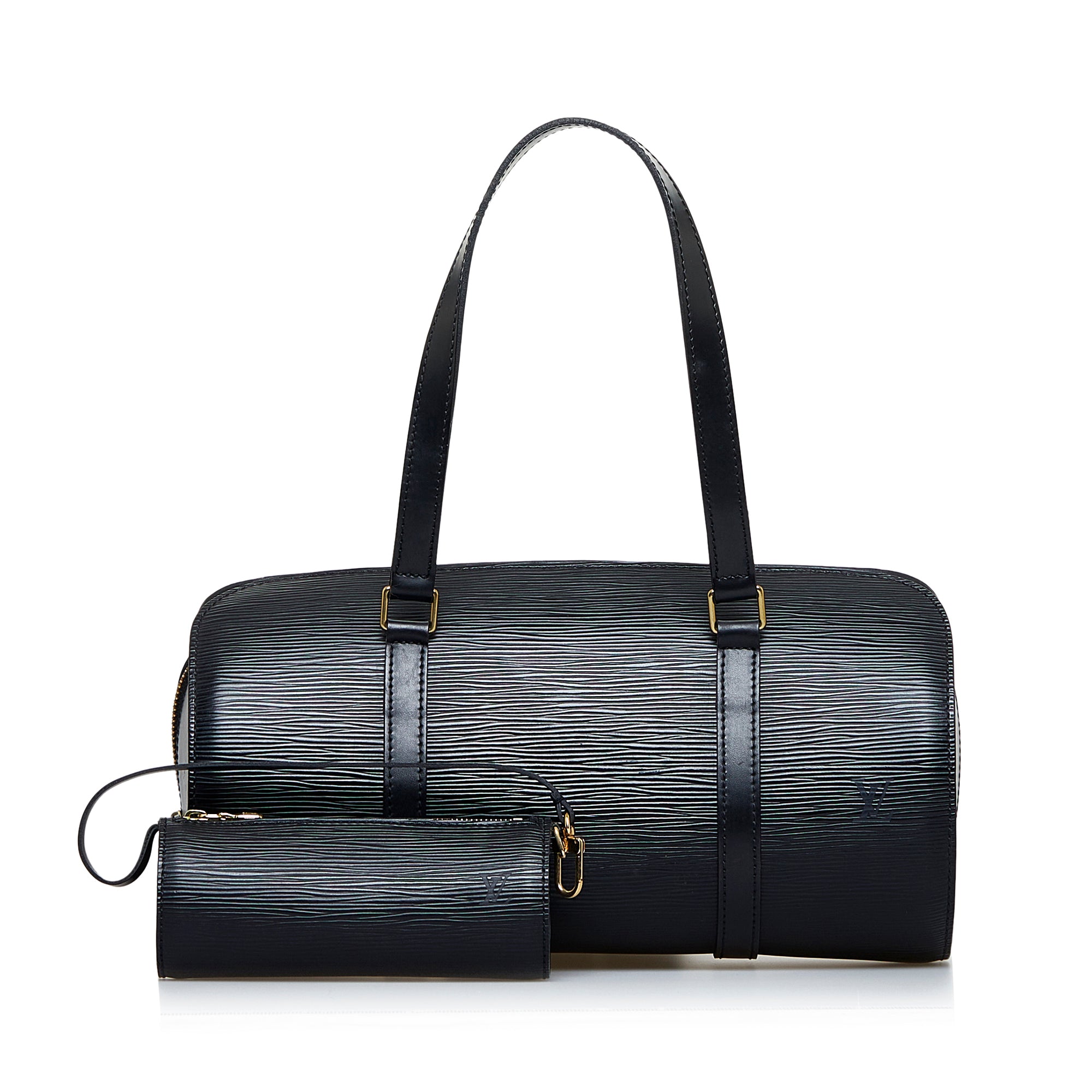 Authentic Louis Vuitton Epi Leather Soufflot Barrel Bag w Mini Bag