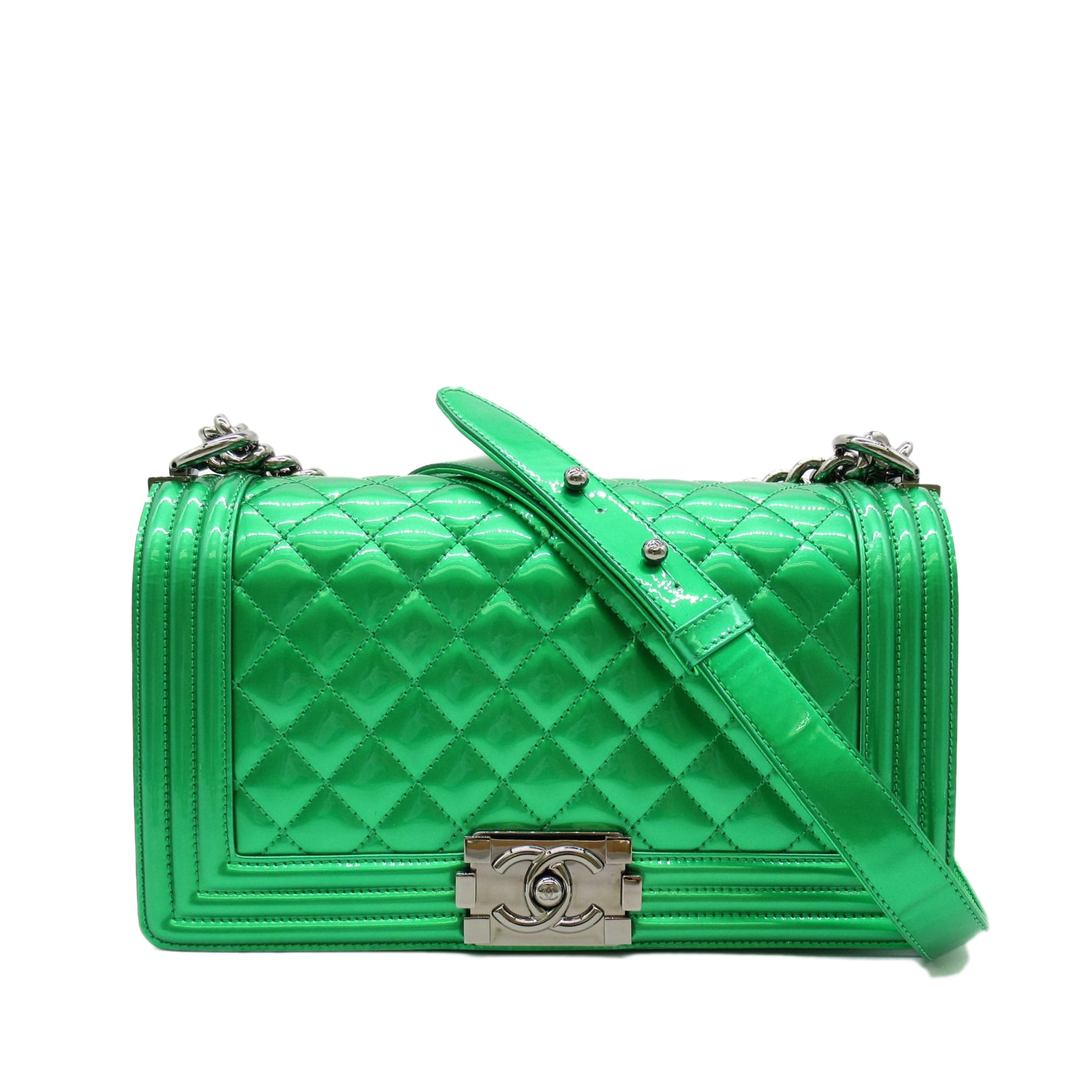 Green Chanel Medium Patent Boy Flap Crossbody Bag – Designer Revival