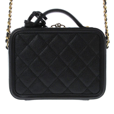 Black Chanel CC Filigree Caviar Vanity Case - Designer Revival