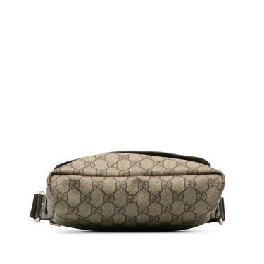 Brown Gucci Small GG Supreme Flap Messenger Crossbody Bag - Designer Revival