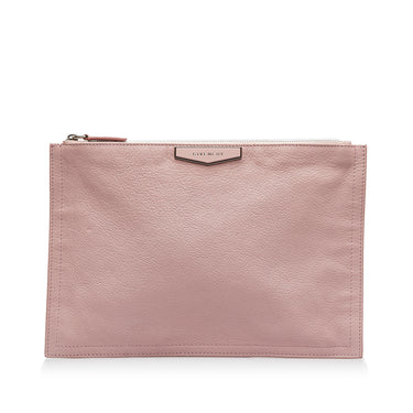 Pink Givenchy Antigona Leather Clutch Bag - Designer Revival
