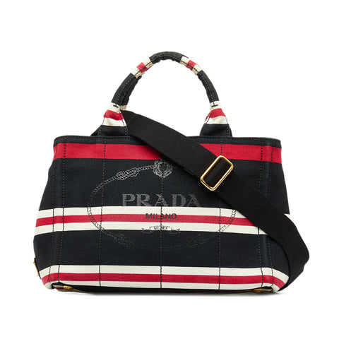 Black Prada Canapa Righe Satchel