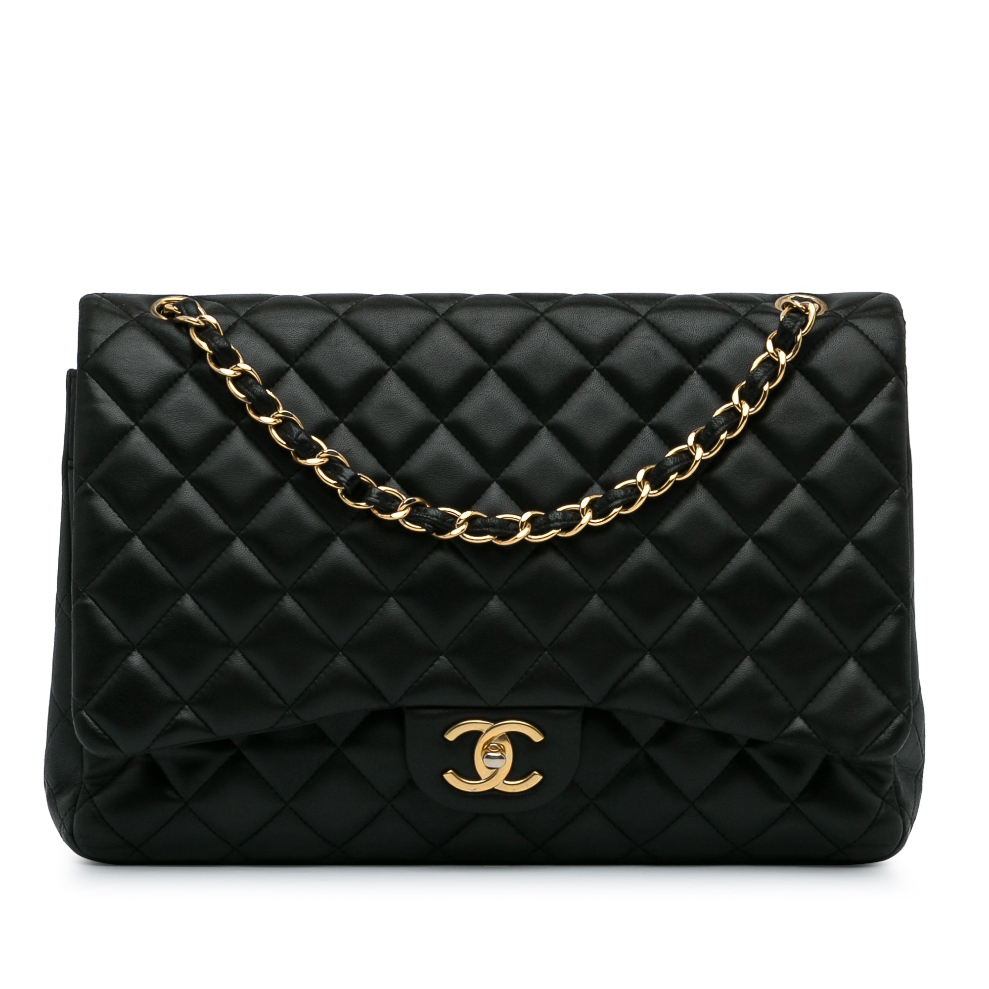 Black Chanel Maxi Classic Lambskin Double Flap Shoulder Bag – Designer  Revival