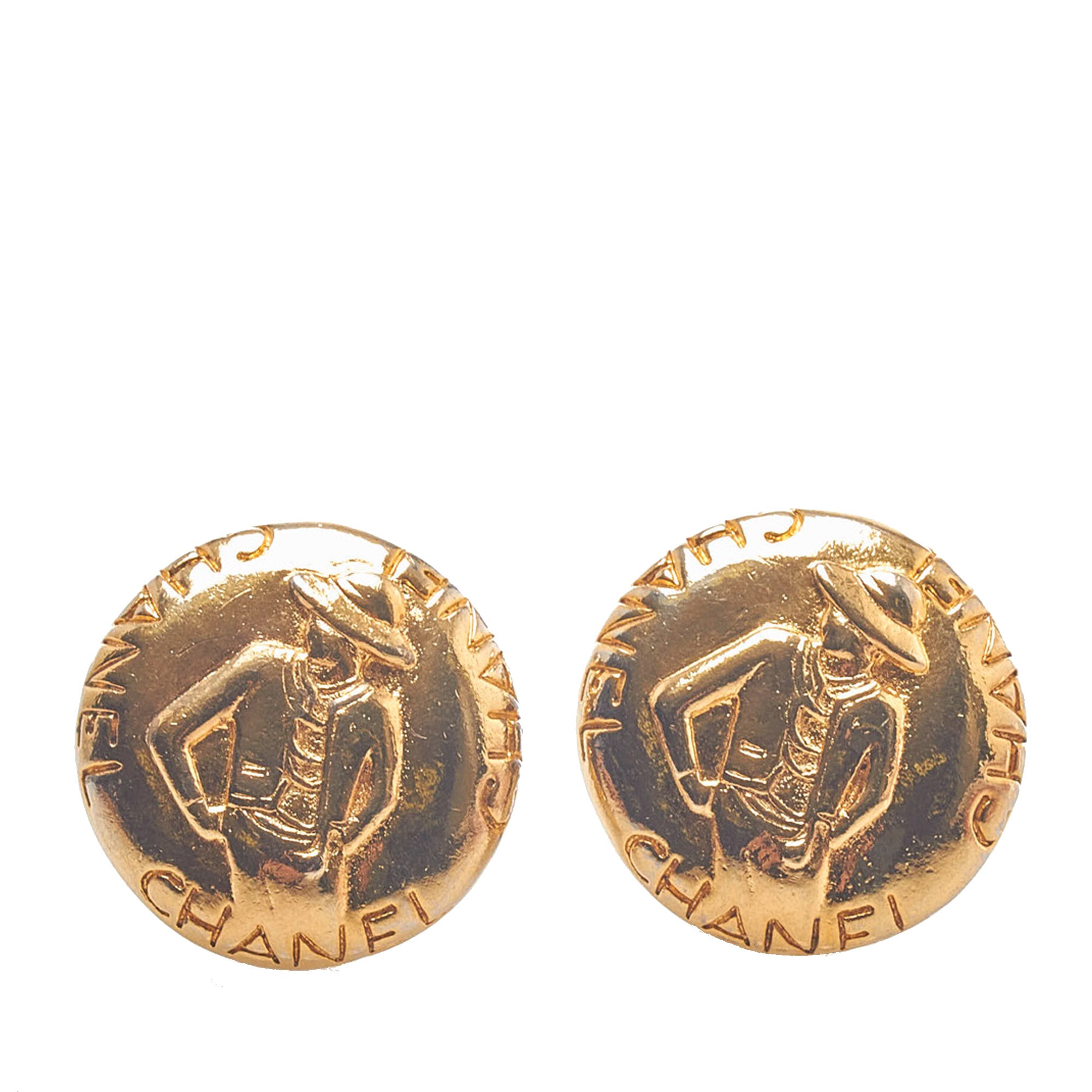 Gold Chanel Mademoiselle Coco Chanel Clip-On Earrings – Designer Revival