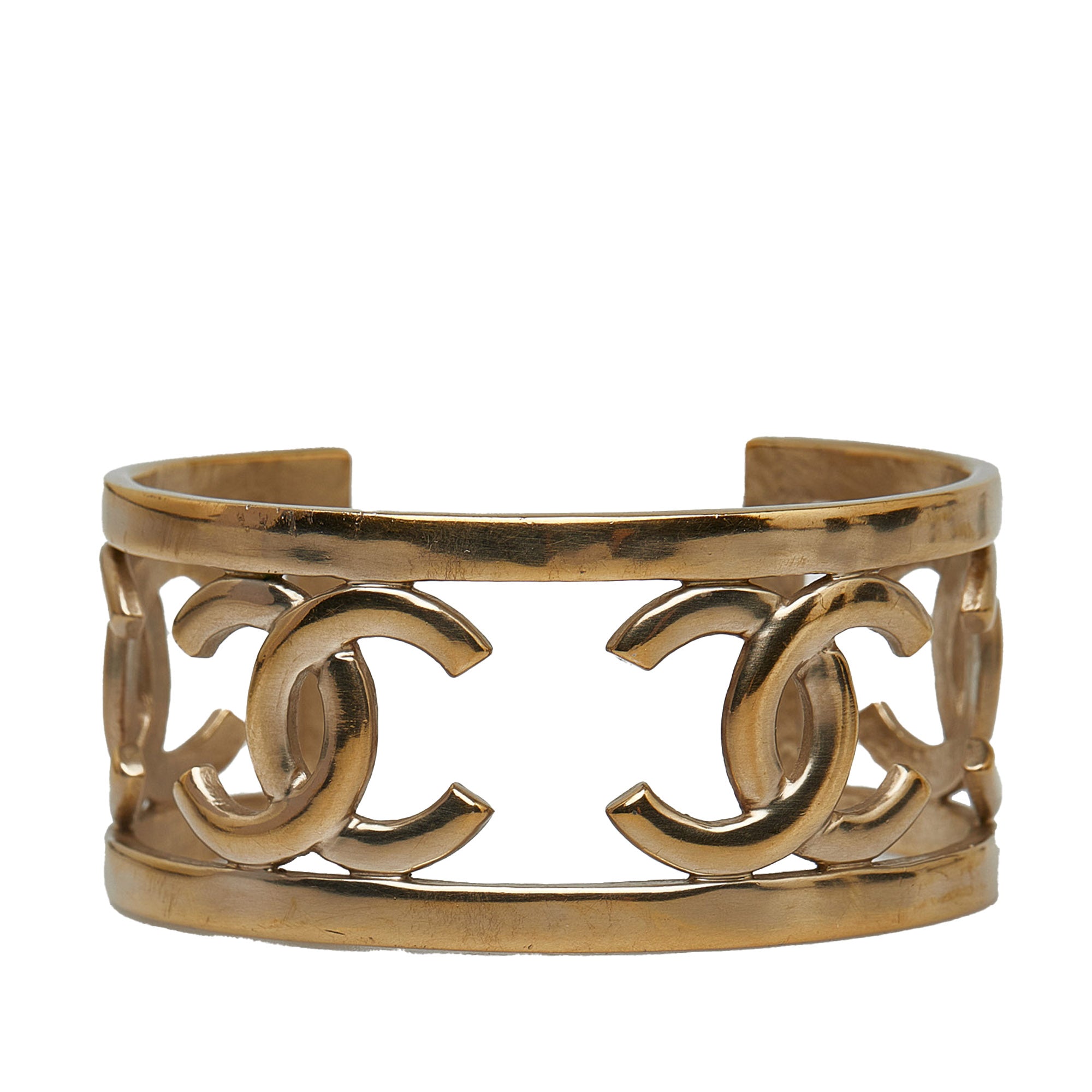Gold Chanel CC Logo Cuff Costume Bracelet – Designer Revival