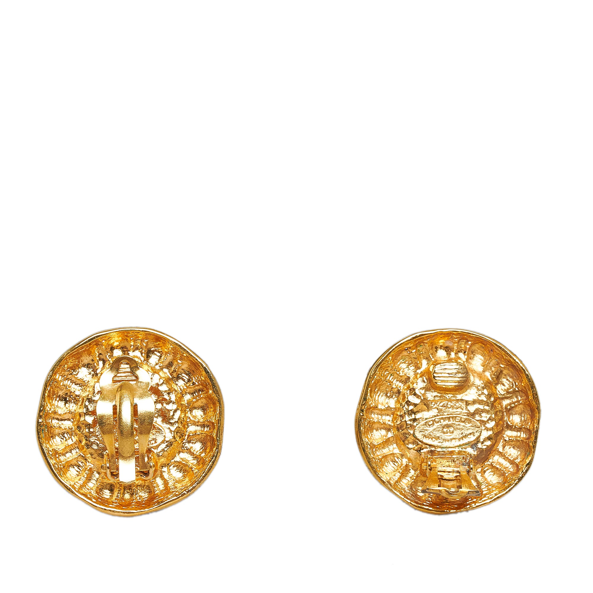 Gold Chanel Strass Clip-on Earrings - Designer Revival