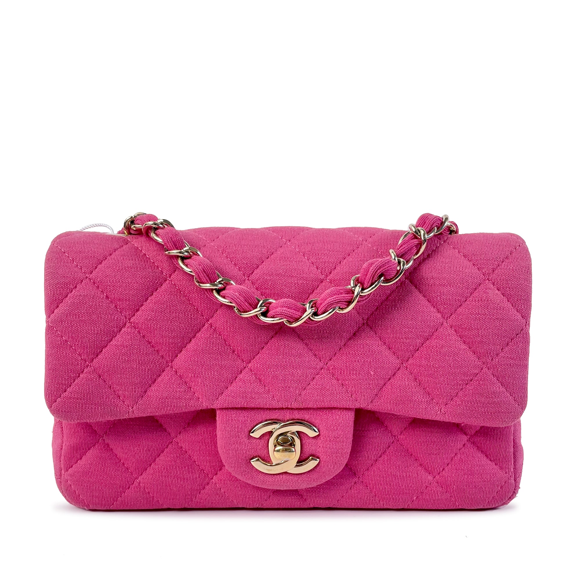 Pink Chanel Mini Classic Jersey Single Flap Crossbody Bag – Designer Revival