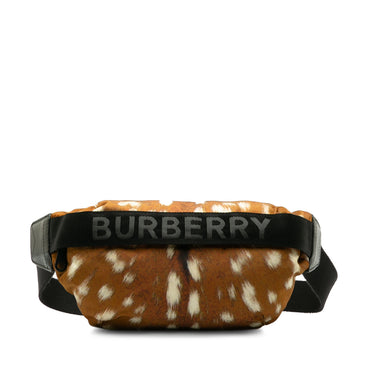 Brown Burberry Logo Printed Nylon Belt Bag - Designer Revival