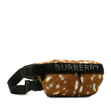 Brown Burberry Logo Printed Nylon Belt Bag - Designer Revival