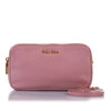 Pink Miu Miu Double Zip Leather Crossbody Bag