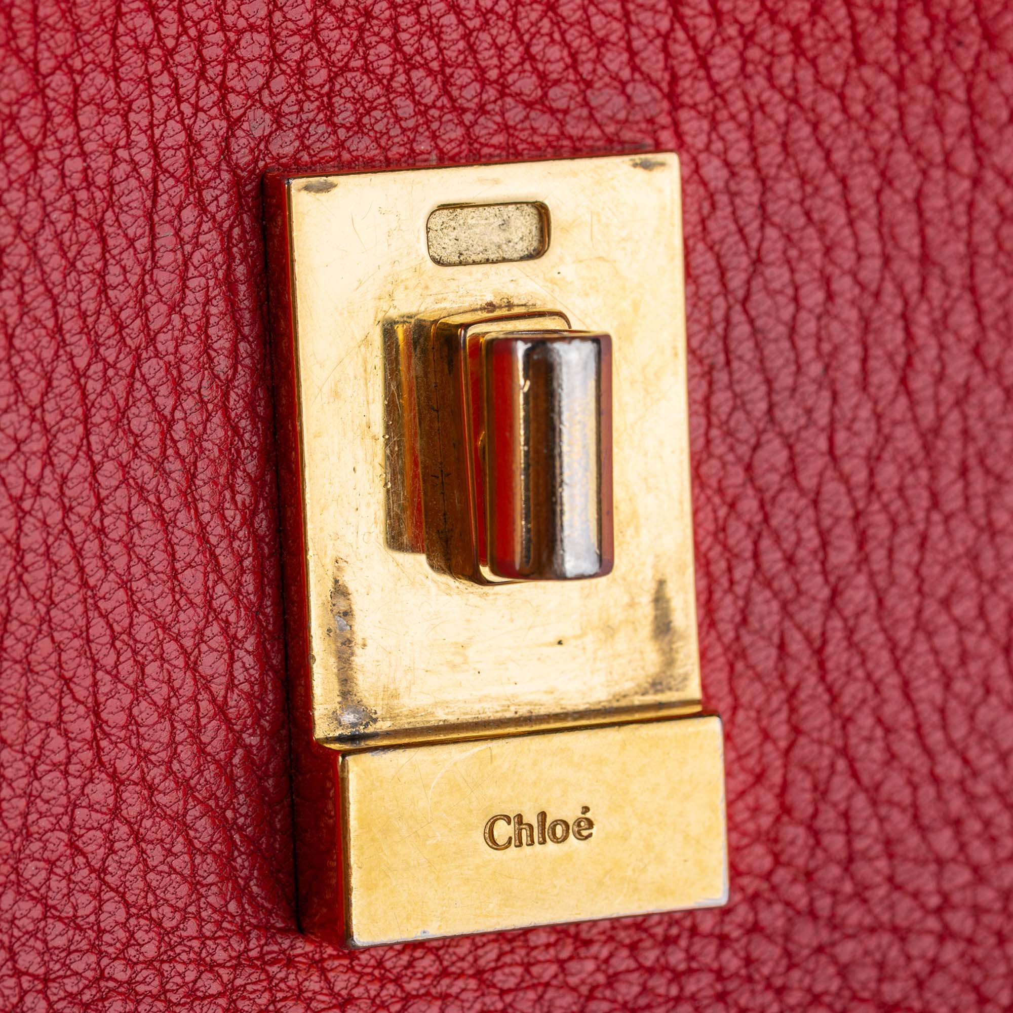 Chloe Red Leather Small Drew Chain Crossbody Bag Chloe