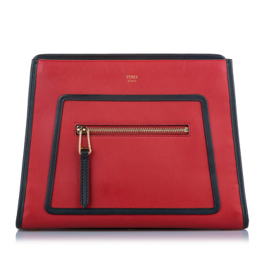 Red Fendi Small Runaway Leather Satchel - Designer Revival