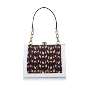 White Miu Miu Miu Solitaire Canvas Shoulder Bag
