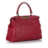Red Fendi Peekaboo Leather Satchel Bag