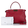 Red Fendi Peekaboo Leather Satchel Bag