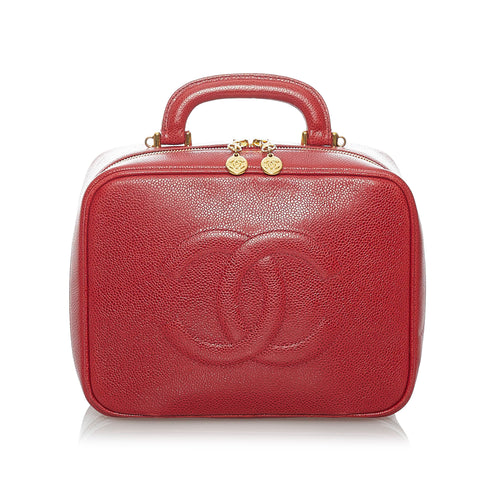 Red pelle Chanel Caviar CC Lunch Box Vanity Case Bag, AmaflightschoolShops  Revival