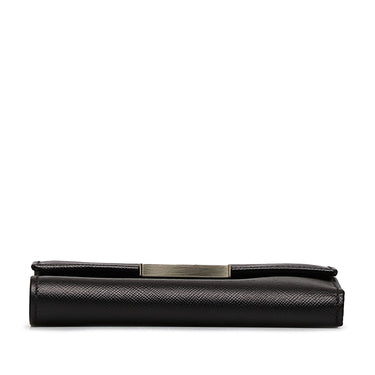 Black Prada Saffiano Tri-fold Wallet - Designer Revival
