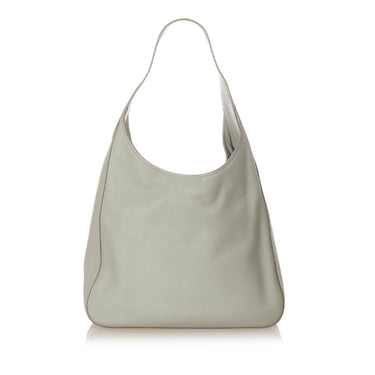Gray Prada Vintage Vitello Daino Leather Shoulder Bag - Designer Revival