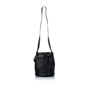 Black Celine Big Leather Bucket Bag