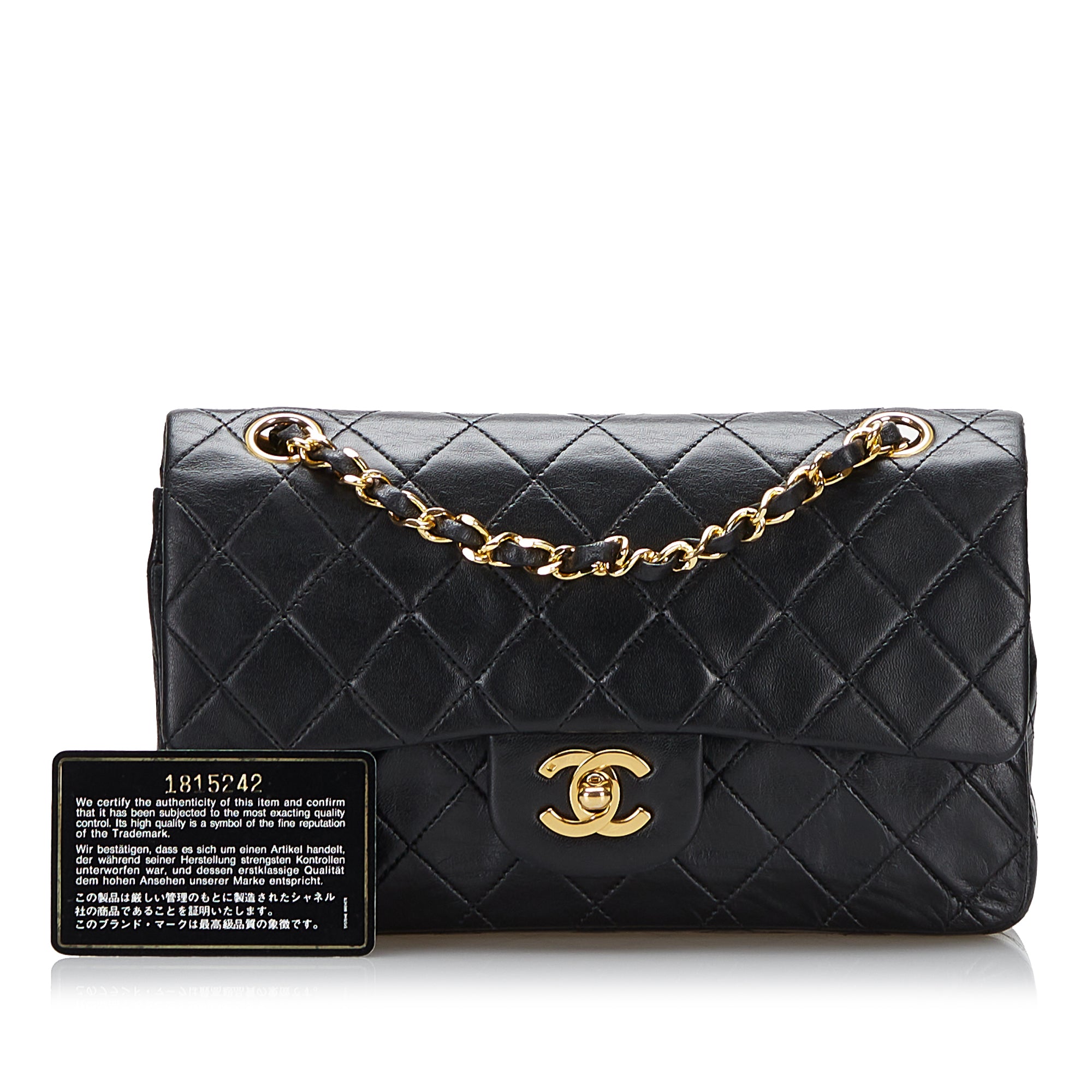 1990 Chanel Black Quilted Lambskin Vintage Small Classic Single Full Flap  Bag